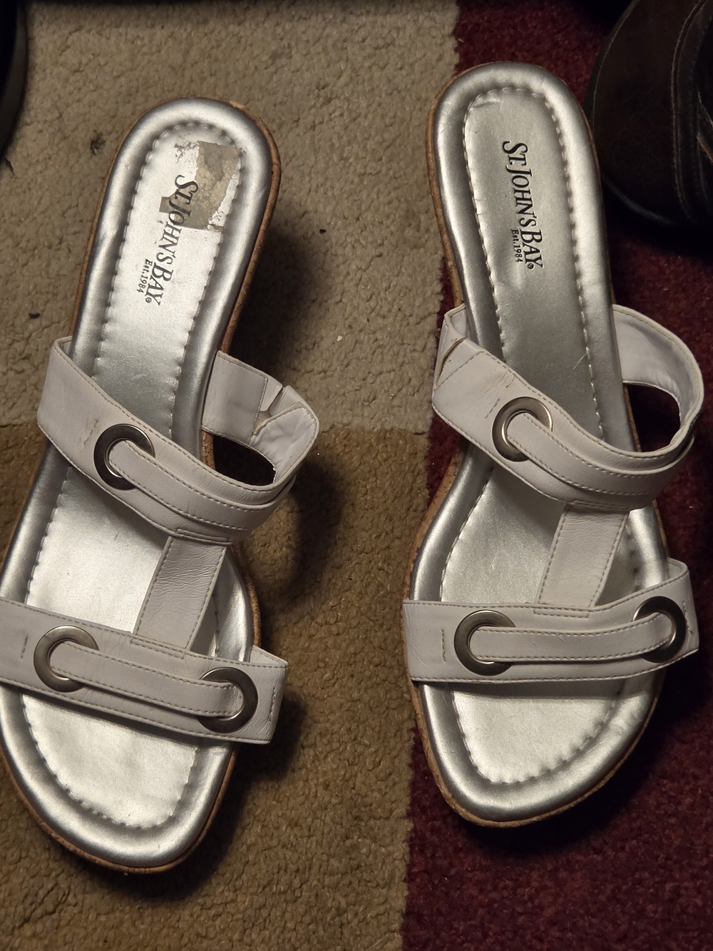 St. John's Bay Women's White Slide Sandals